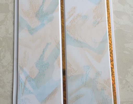 20cm de largura painel de tecto de PVC de ranhuras médias Painéis impermeáveis para banheiros / Painéis de tecto de banheiros impermeáveis com linhas douradas