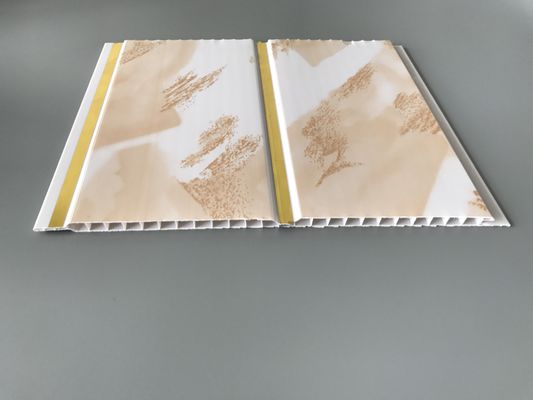 Painel de PVC com design de mármore para material decorativo interior de teto e parede Linhas Douradas Largas Painéis de Parede Impermeáveis para Revestimento de Banheiro 250mm