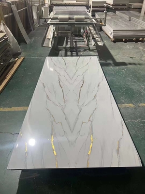 Painel de parede de plástico de pedra SPC de folha de mármore PVC material decorativo de parede interior de folhas de mármore com revestimento UV ecológico