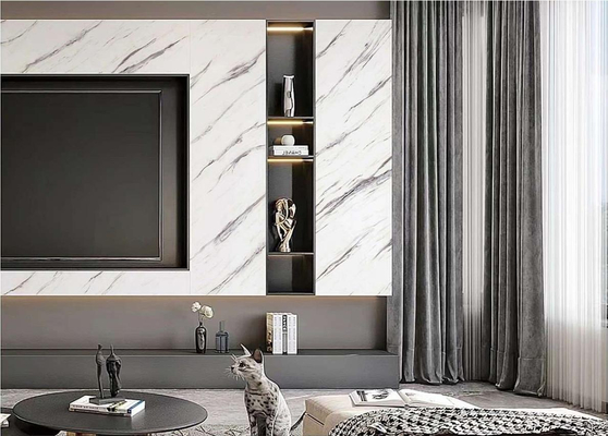 Painel de parede de plástico de pedra SPC de folha de mármore PVC material decorativo de parede interior de folhas de mármore com revestimento UV ecológico