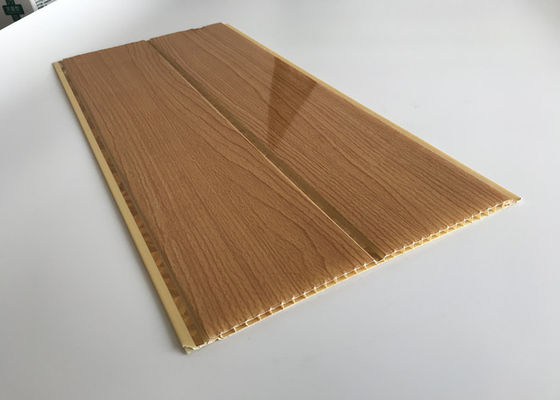 Painéis de PVC com impressão de ranhura central, fáceis de instalar, painéis de PVC com cor de madeira, superfície retardante de fogo