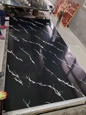 folhas de mármore PVC UV preto mais barato revestimento de parede interior
