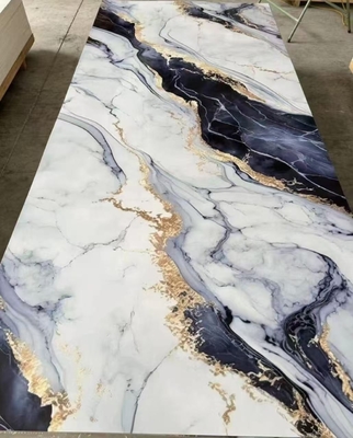 Painel de parede de mármore UV revestido com UV à prova d'água e alto brilho para parede interior